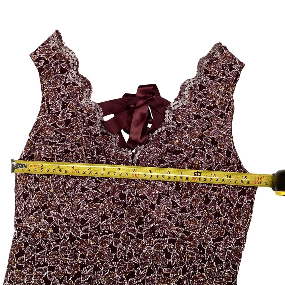 Candalite Wine Tasting Social Dress, S, Burgundy Lace w/ Metallic Thread, NWT - Picture 5 of 8